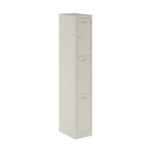PRIMARY LOCKER - 1800MM H X 300MM W X 450MM D 3 DOOR SINGLE LOCKER COLUMN - LIGHT GREY