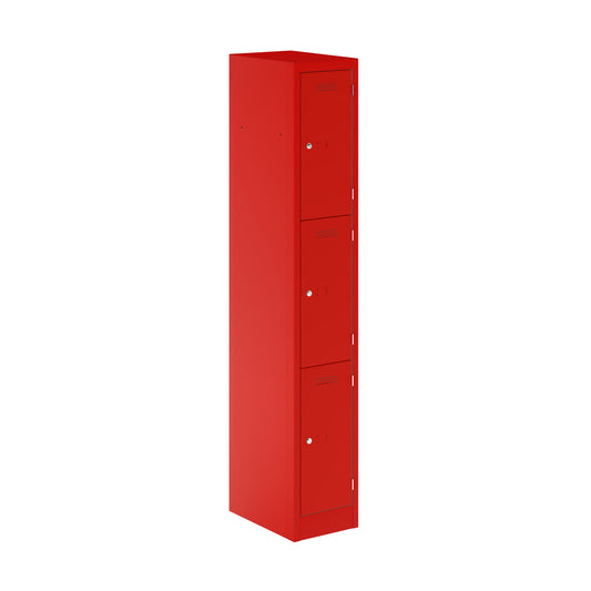 PRIMARY LOCKER - 1800MM H X 300MM W X 450MM D 3 DOOR SINGLE LOCKER COLUMN - CARDINAL RED