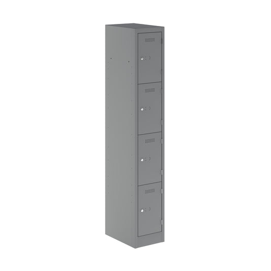 PRIMARY LOCKER - 1800MM H X 300MM W X 450MM D 4 DOOR SINGLE LOCKER COLUMN - SILVER