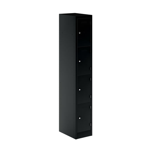 PRIMARY LOCKER - 1800MM H X 300MM W X 450MM D 4 DOOR SINGLE LOCKER COLUMN - BLACK