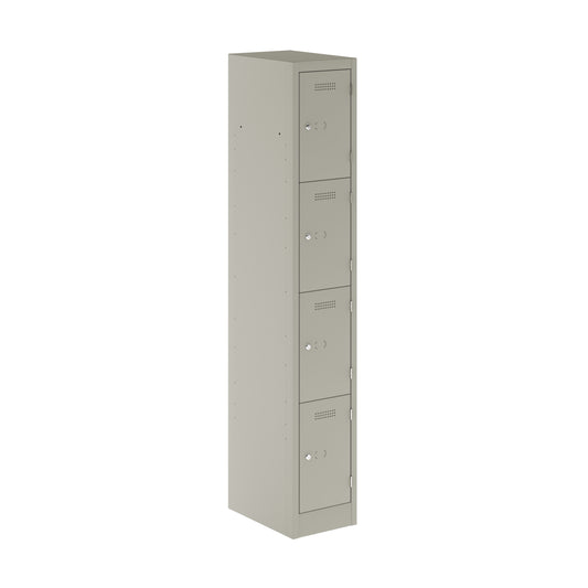 PRIMARY LOCKER - 1800MM H X 300MM W X 450MM D 4 DOOR SINGLE LOCKER COLUMN - GOOSE GREY