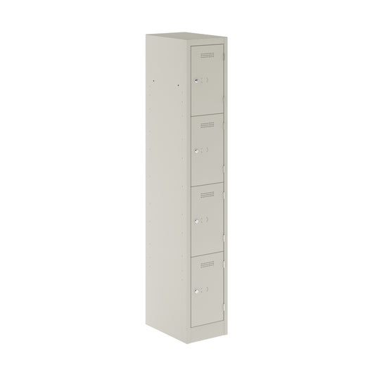 PRIMARY LOCKER - 1800MM H X 300MM W X 450MM D 4 DOOR SINGLE LOCKER COLUMN - LIGHT GREY