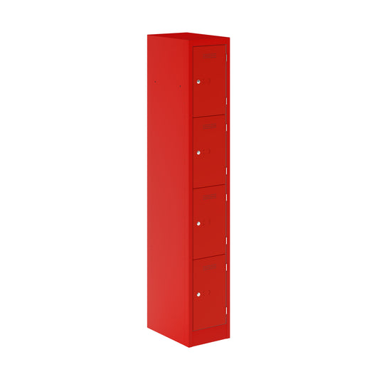 PRIMARY LOCKER - 1800MM H X 300MM W X 450MM D 4 DOOR SINGLE LOCKER COLUMN - CARDINAL RED