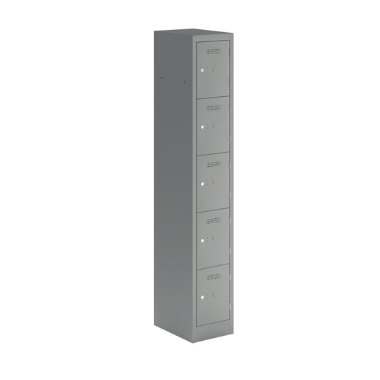 PRIMARY LOCKER - 1800MM H X 300MM W X 450MM D 5 DOOR SINGLE LOCKER COLUMN - SILVER