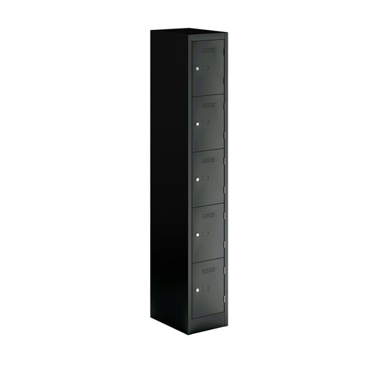 PRIMARY LOCKER - 1800MM H X 300MM W X 450MM D 5 DOOR SINGLE LOCKER COLUMN - BLACK