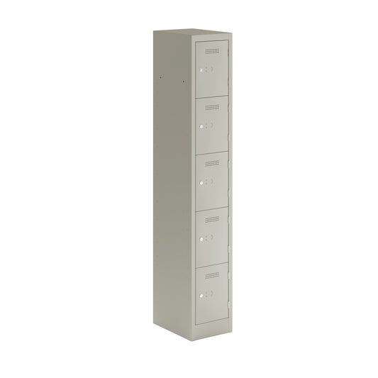 PRIMARY LOCKER - 1800MM H X 300MM W X 450MM D 5 DOOR SINGLE LOCKER COLUMN - GOOSE GREY