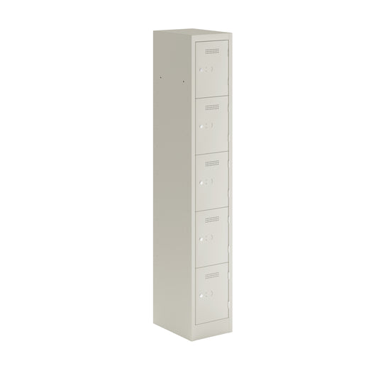 PRIMARY LOCKER - 1800MM H X 300MM W X 450MM D 5 DOOR SINGLE LOCKER COLUMN - LIGHT GREY