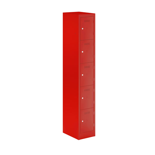 PRIMARY LOCKER - 1800MM H X 300MM W X 450MM D 5 DOOR SINGLE LOCKER COLUMN - CARDINAL RED