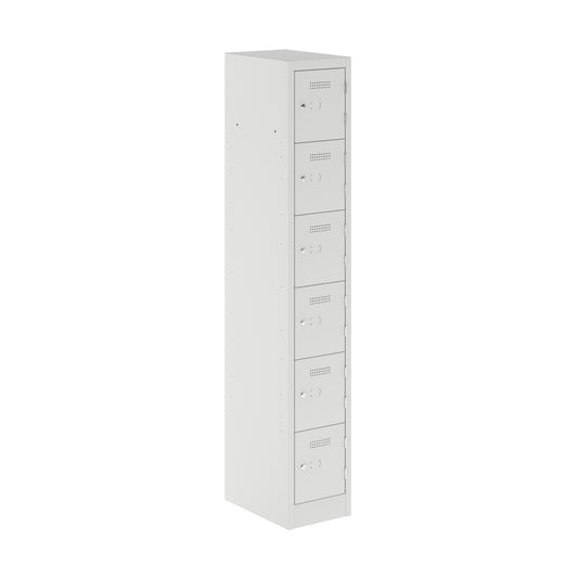 PRIMARY LOCKER - 1800MM H X 300MM W X 450MM D 6 DOOR SINGLE LOCKER COLUMN - LIGHT GREY