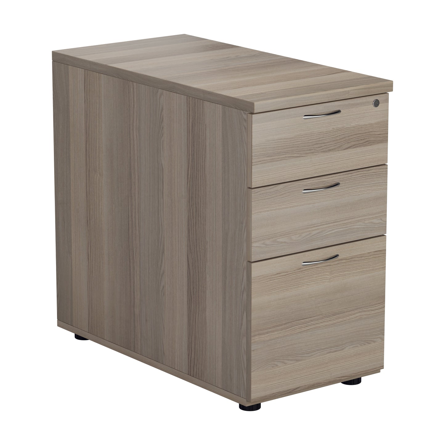 DESK HIGH 3 DRAWER PEDESTAL - 800 DEEP - GREY OAK