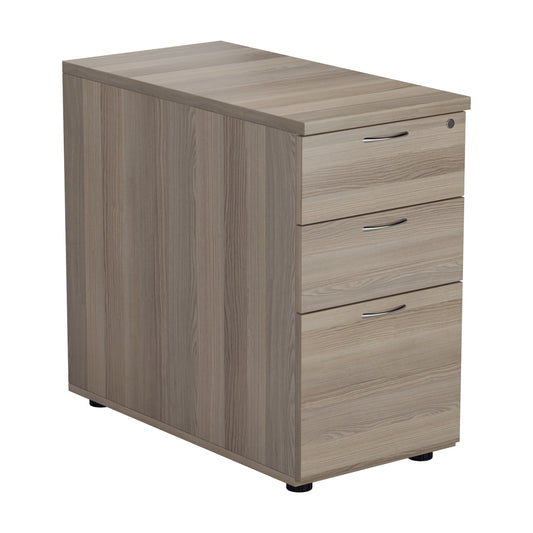 DESK HIGH 3 DRAWER PEDESTAL - 800 DEEP - GREY OAK