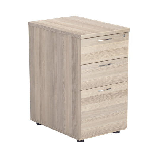 DESK HIGH 3 DRAWER PEDESTAL - 600 DEEP - GREY OAK