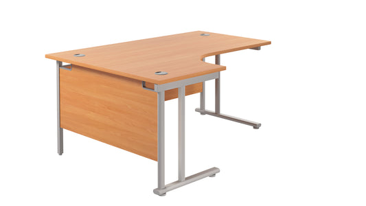 1600X1200 TWIN UPRIGHT LEFT HAND RADIAL DESK BEECH-SILVER
