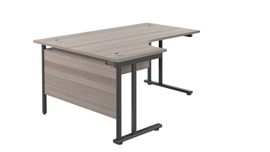 1600X1200 TWIN UPRIGHT LEFT HAND RADIAL DESK GREY OAK-BLACK