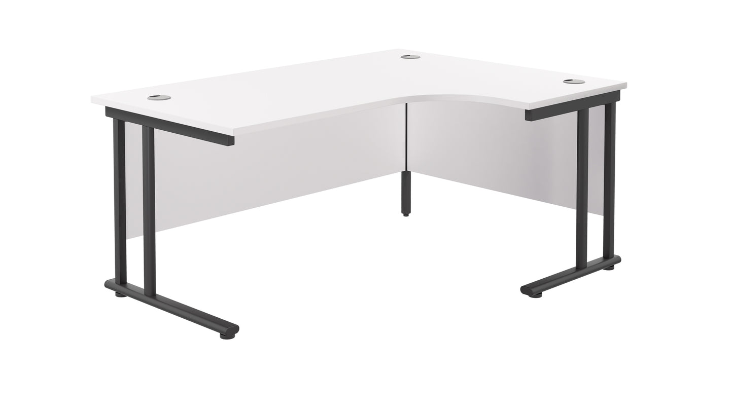 1600X1200 TWIN UPRIGHT RIGHT HAND RADIAL DESK WHITE-BLACK