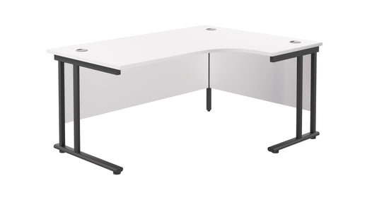 1600X1200 TWIN UPRIGHT RIGHT HAND RADIAL DESK WHITE-BLACK