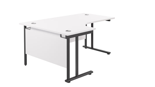 1800X1200 TWIN UPRIGHT LEFT HAND RADIAL DESK WHITE-BLACK