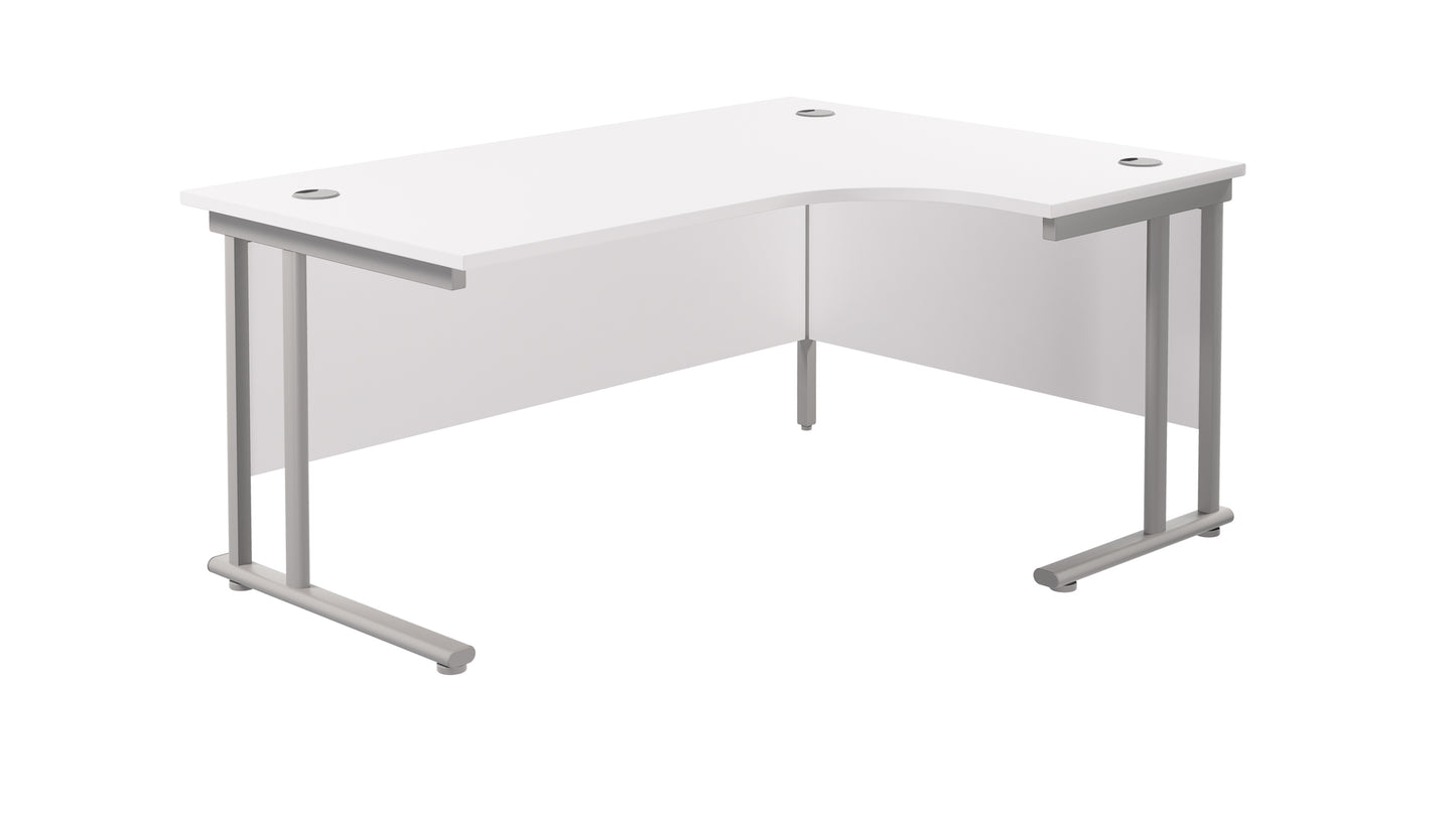 1800X1200 TWIN UPRIGHT RIGHT HAND RADIAL DESK WHITE-SILVER