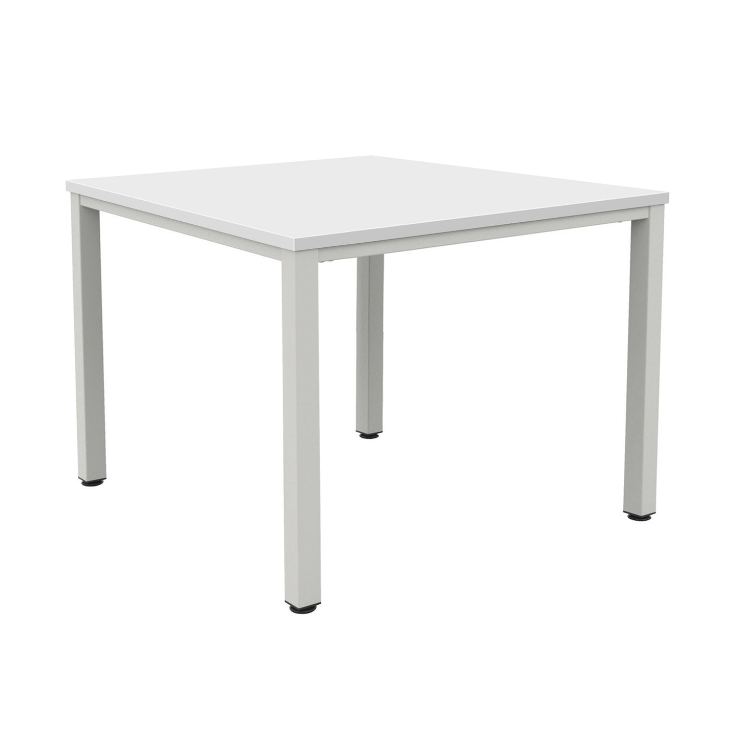FRACTION INFINITY 120 X 120 MEETING TABLE - WHITE WITH SILVER LEGS