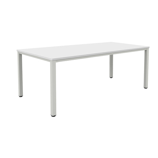 FRACTION INFINITY 1800 X 800 MEETING TABLE - WHITE WITH SILVER LEGS